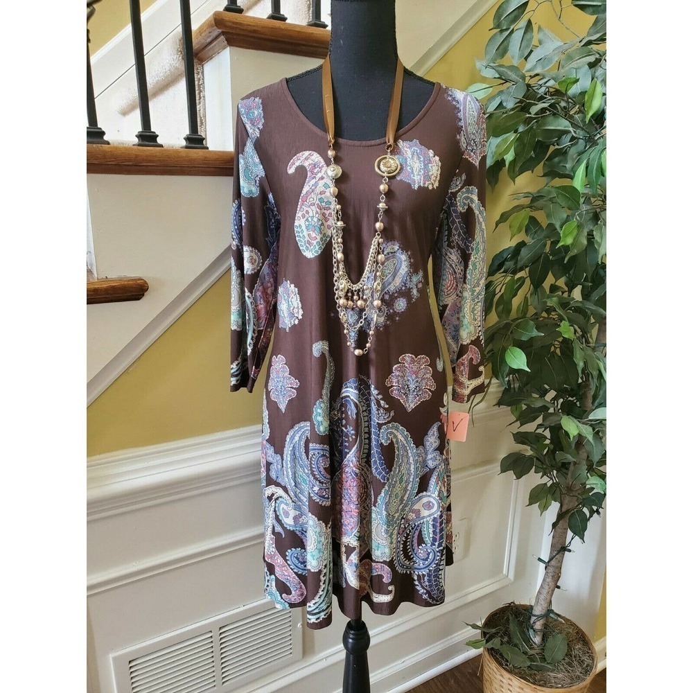 Honeyme SZ S Tunic Dress Brown Paisley